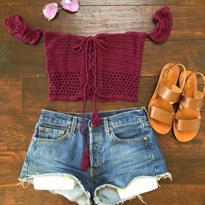 🌈NWT Crocheted crop top